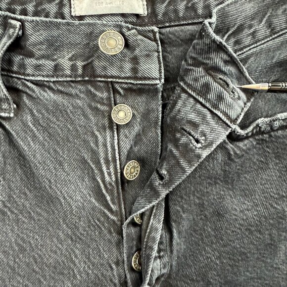 AGOLDE Jeans Womens 26 Pants Black Jamie Distressed Frayed Hem High Rise Denim 1 - Picture 8 of 12